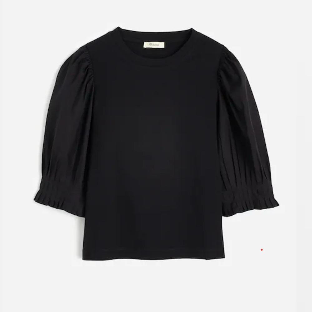 NWT NEW Madewell Black Puff Sleeve Knit Top